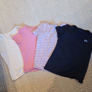 Under Armour, RBX, Calia T-Shirt Collection in White, Pink/Purple Striped & Navy